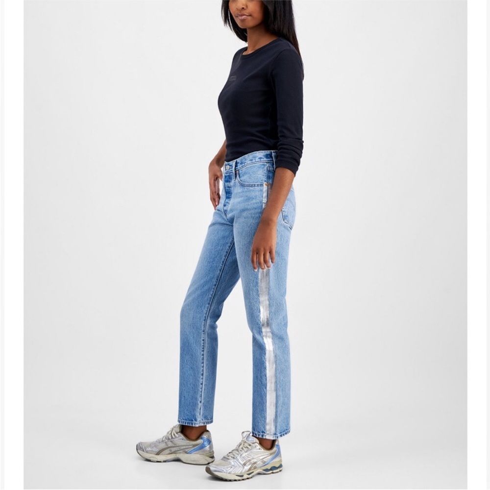 Levi’s 501 blue jeans with silver stripe brand‎ new size 24x30